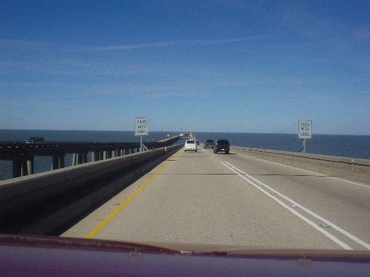 The longest bridge in the world, The Lake Pontchartrain Causeway ( 38.422 km)
